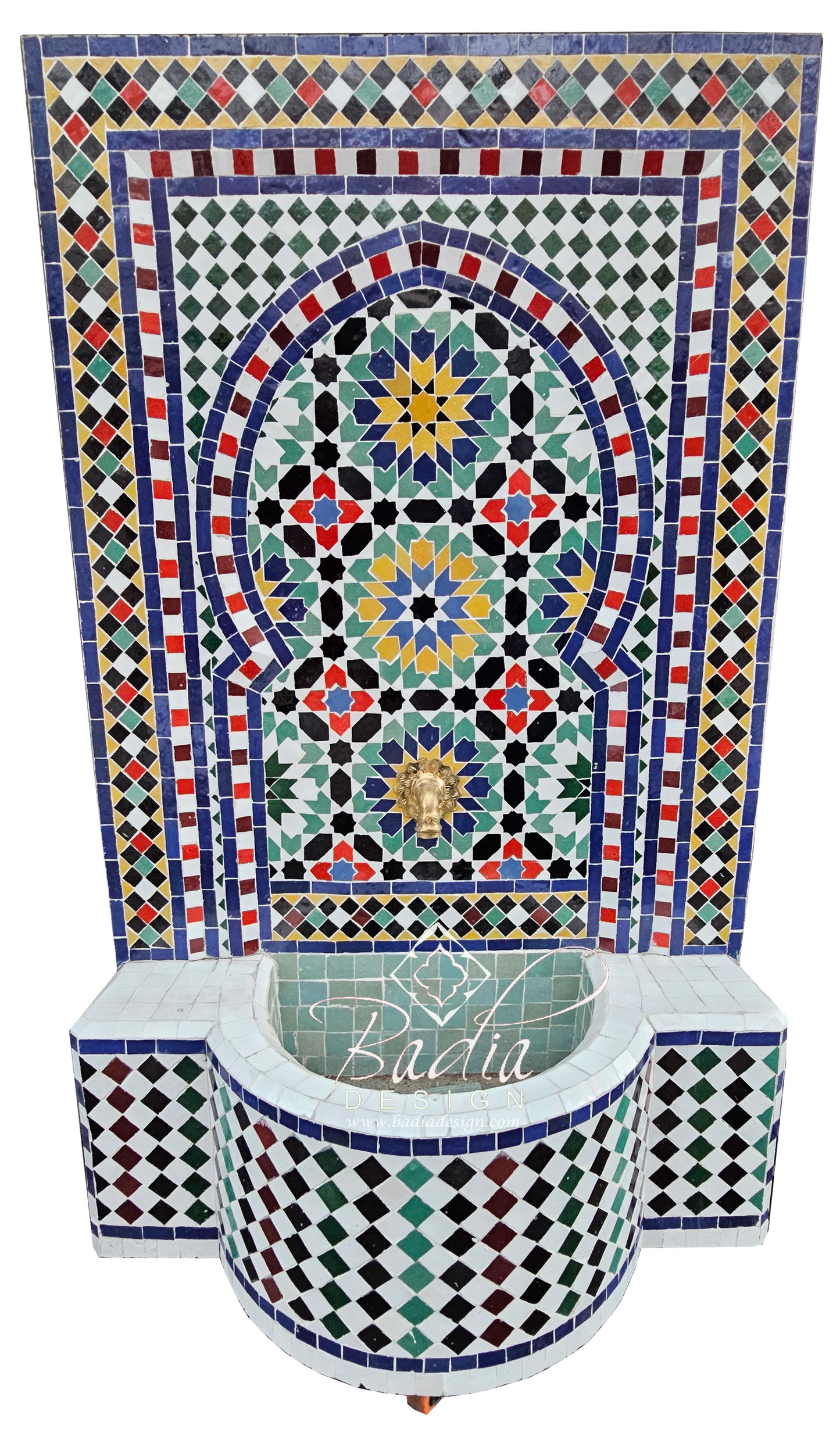 Multi-Color Mosaic Tile Water Fountain