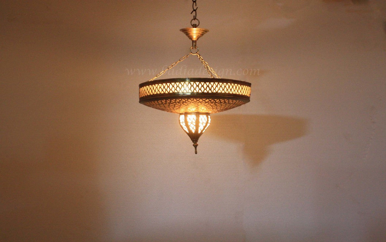 Brass Chandelier with Soft White Film Paper