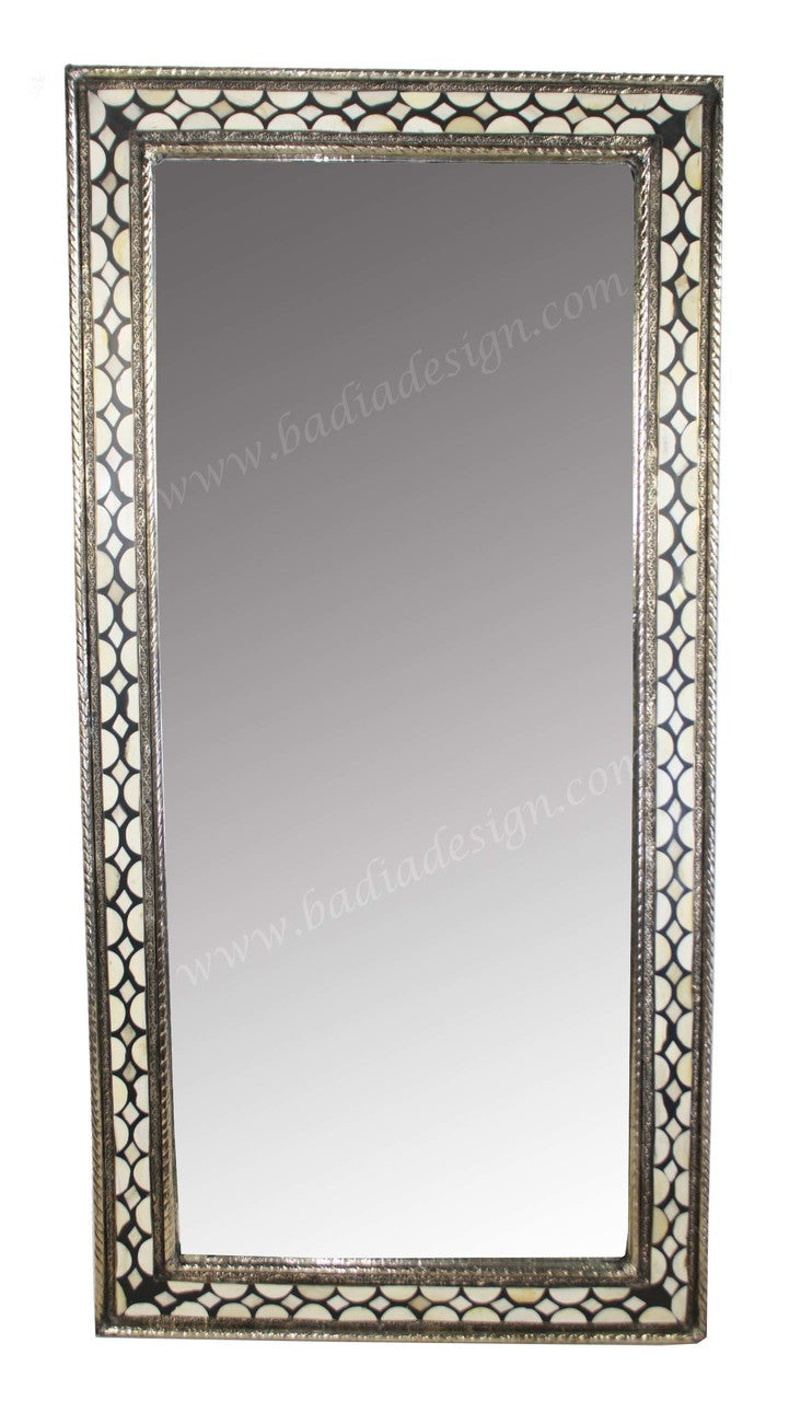 Rectangular Metal Embossed Bone Mirror