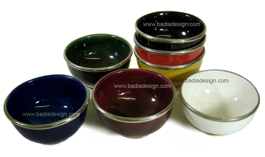 Hand Painted Moroccan Metal and Ceramic Bowl
