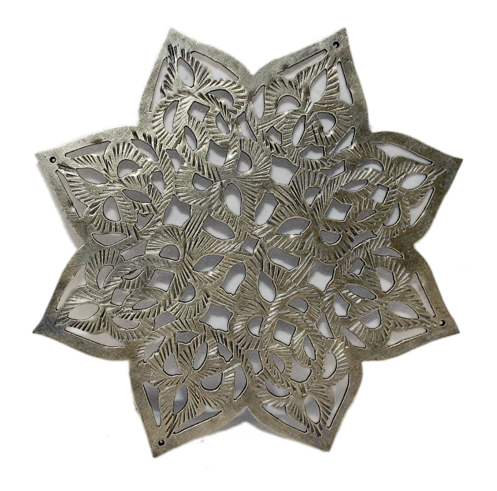 Star Shaped Hand Punched Decorative Silver Plate - HD093