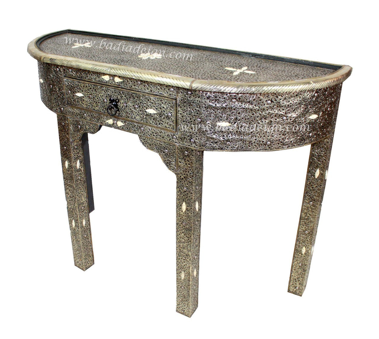 Embossed Metal and Bone Inlay Buffet Table