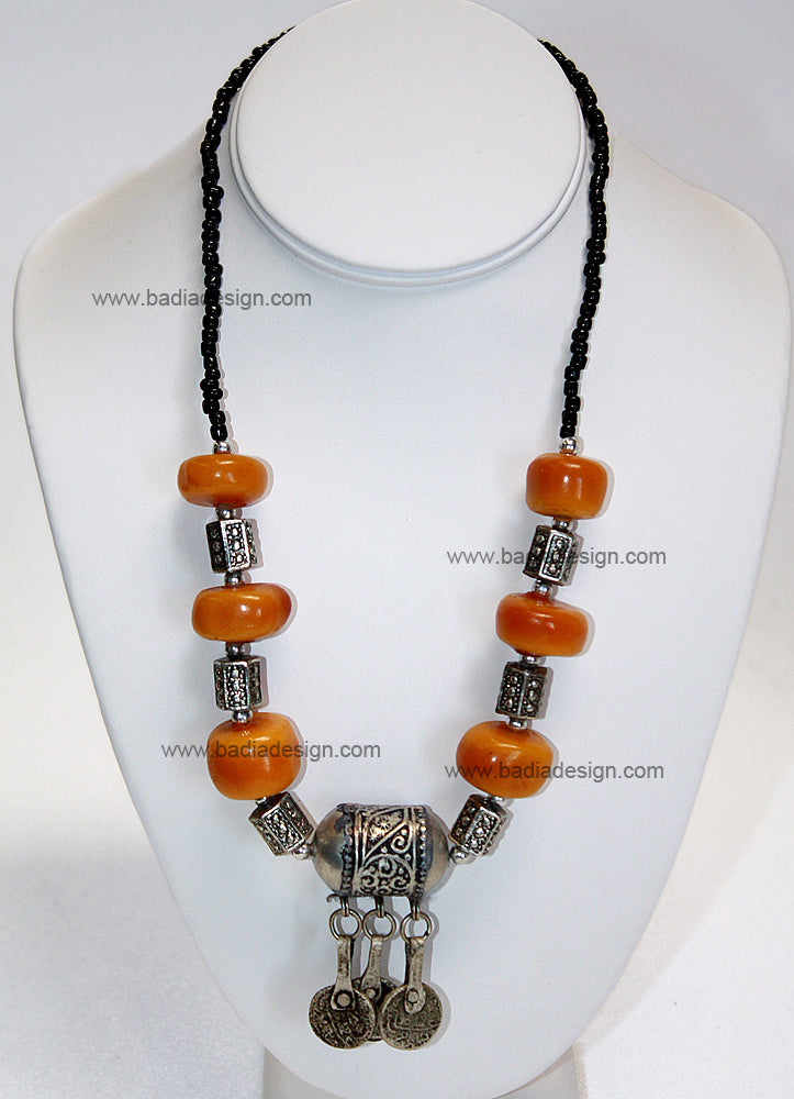 Moroccan Gemstone Pendant Necklace - J012