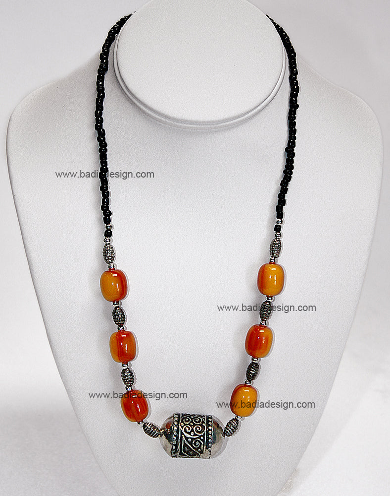 Moroccan Multi-Color Gemstone Necklace - J013