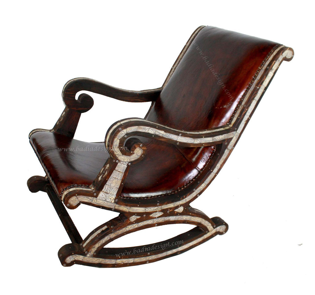 Embossed Metal Inlay Bone Chair