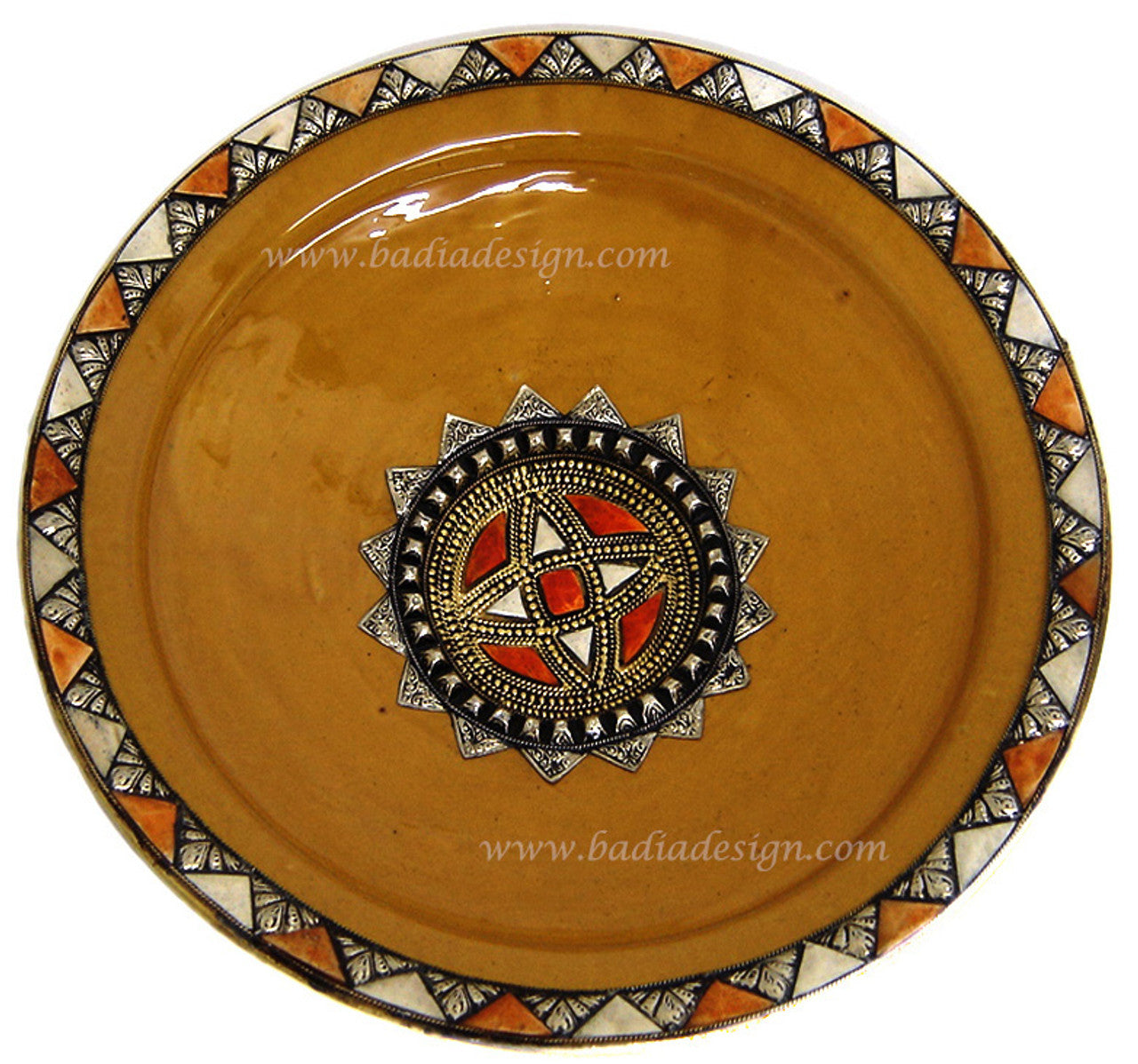 Metal and Camel Bone Ceramic Plate