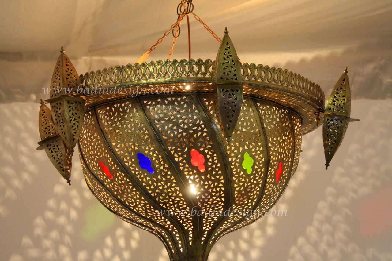 Moroccan Chandelier with Multi-Color Glass