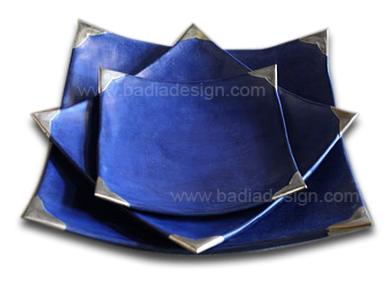 Tadelakt Pottery Square Plates with Metal Inlay