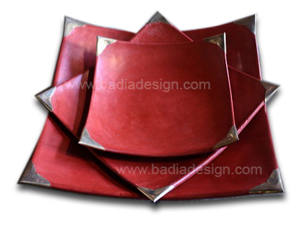 Tadelakt Pottery Square Plates with Metal Inlay
