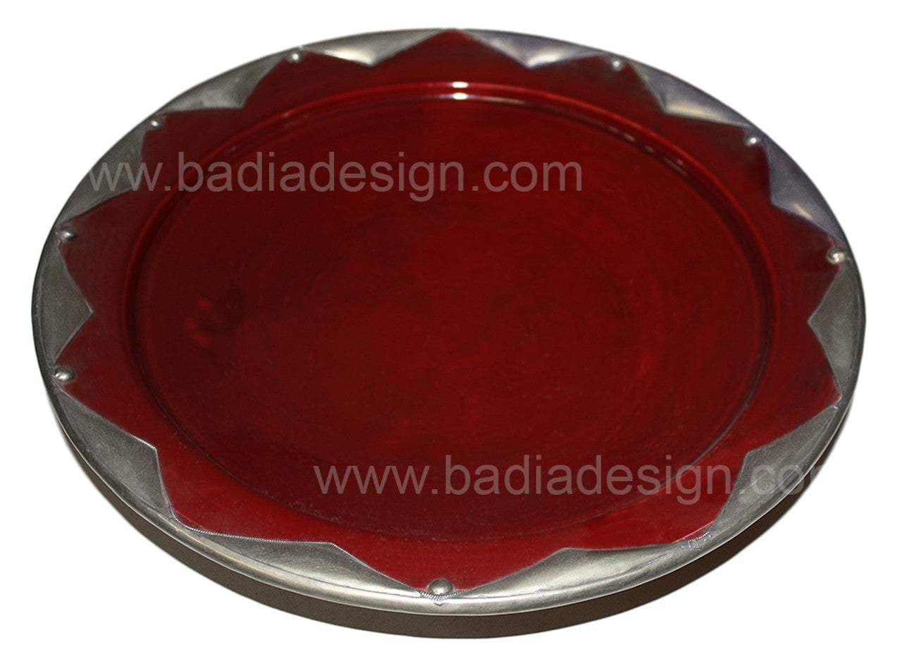 Ceramic Plate with Silver Metal Rim