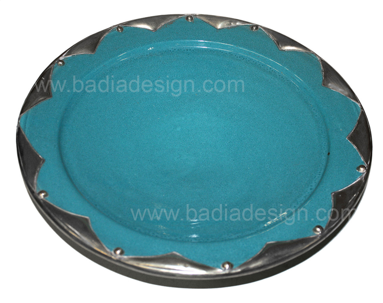 Ceramic Plate with Silver Metal Rim