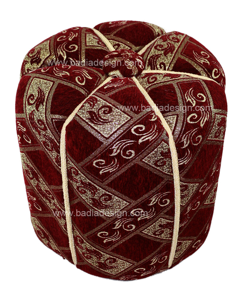 Burgundy Color Fabric Pouf