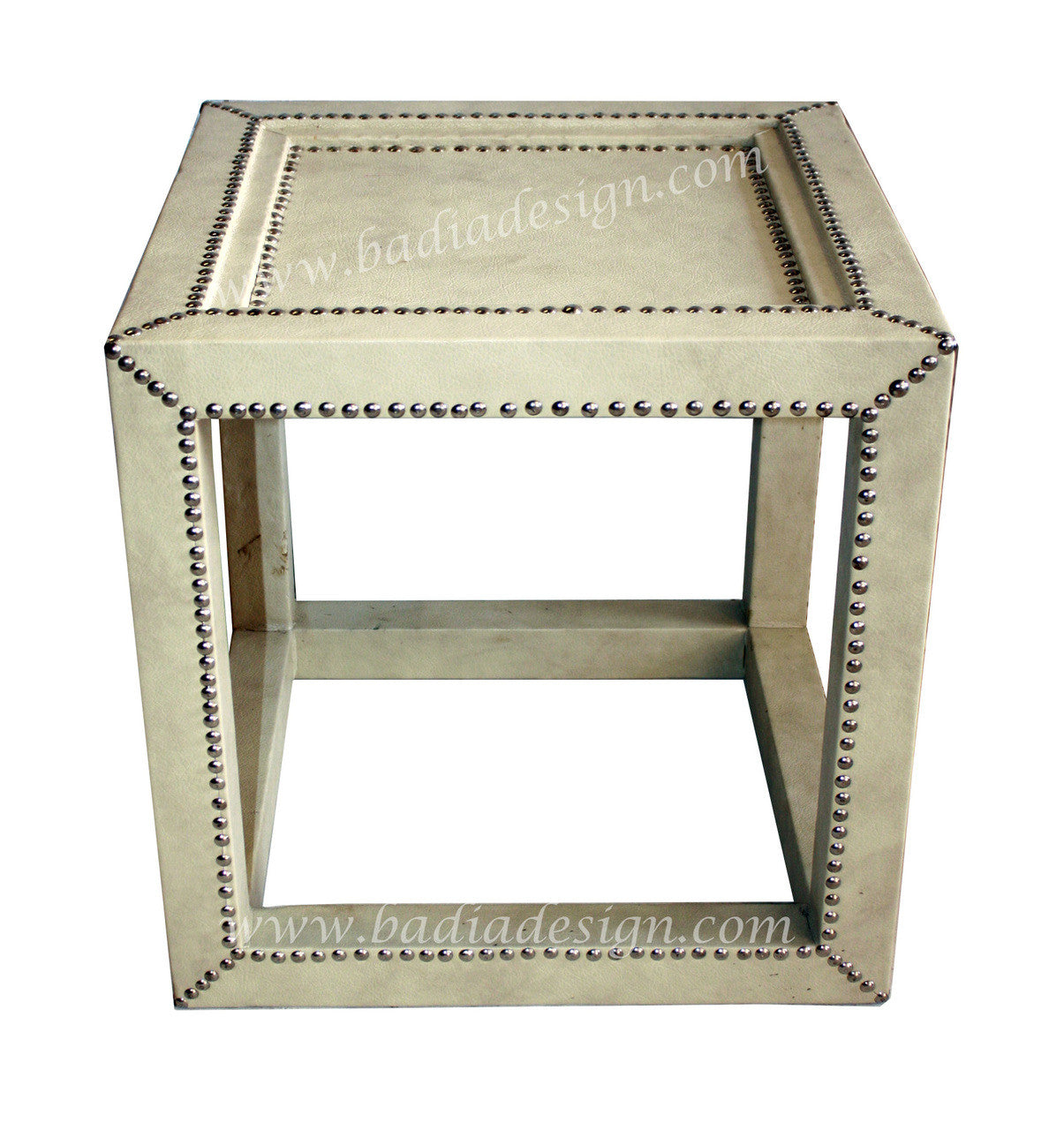 Square Embossed Metal and Premium Leather Table