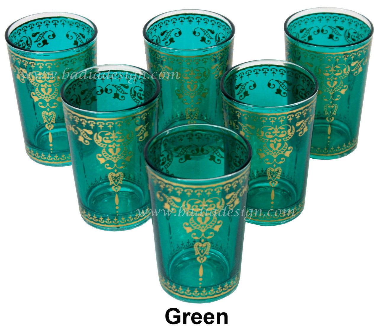 Moorish Motif Colored Tea Glass Set - Pack of 6