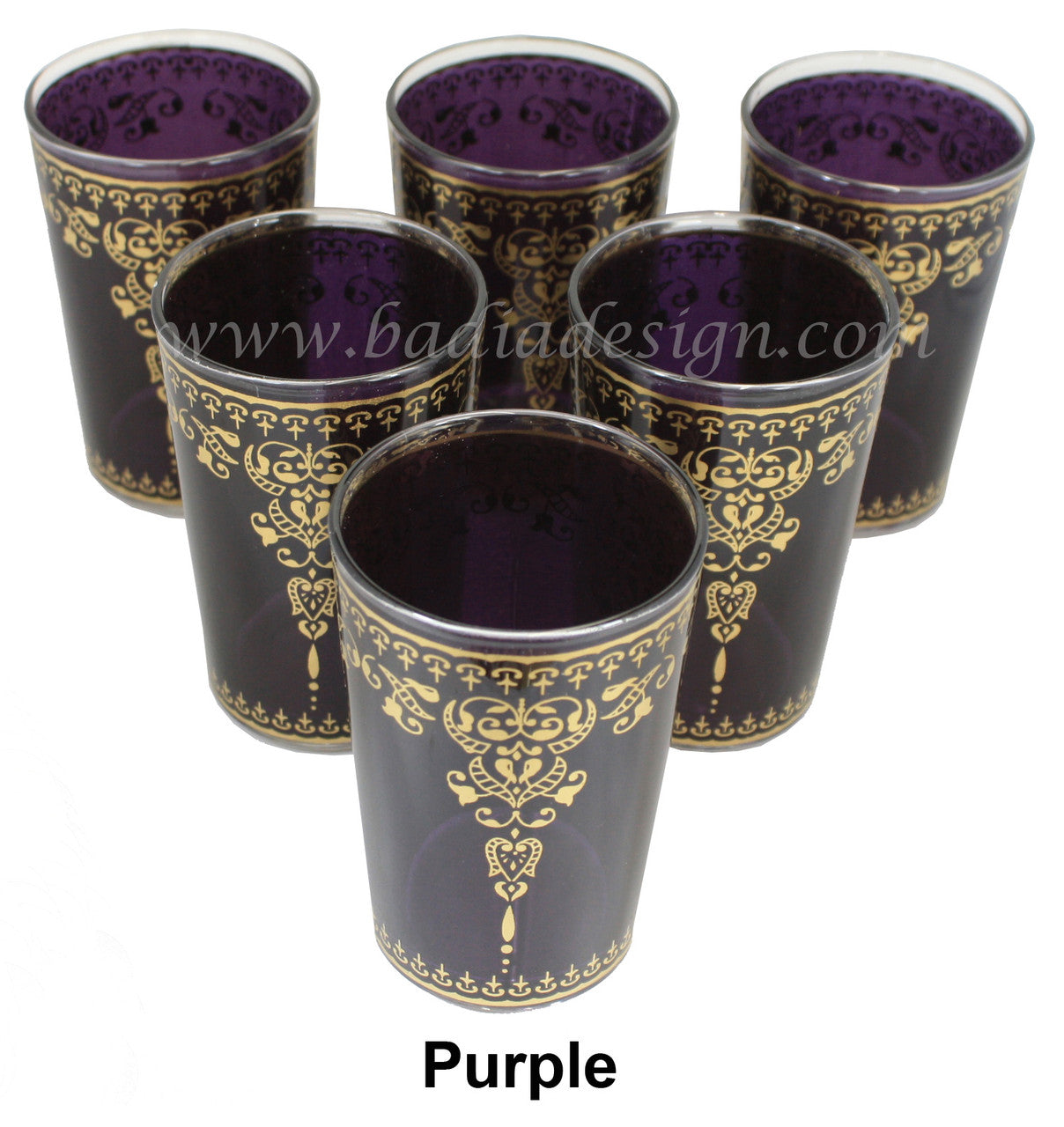Moorish Motif Colored Tea Glass Set - Pack of 6