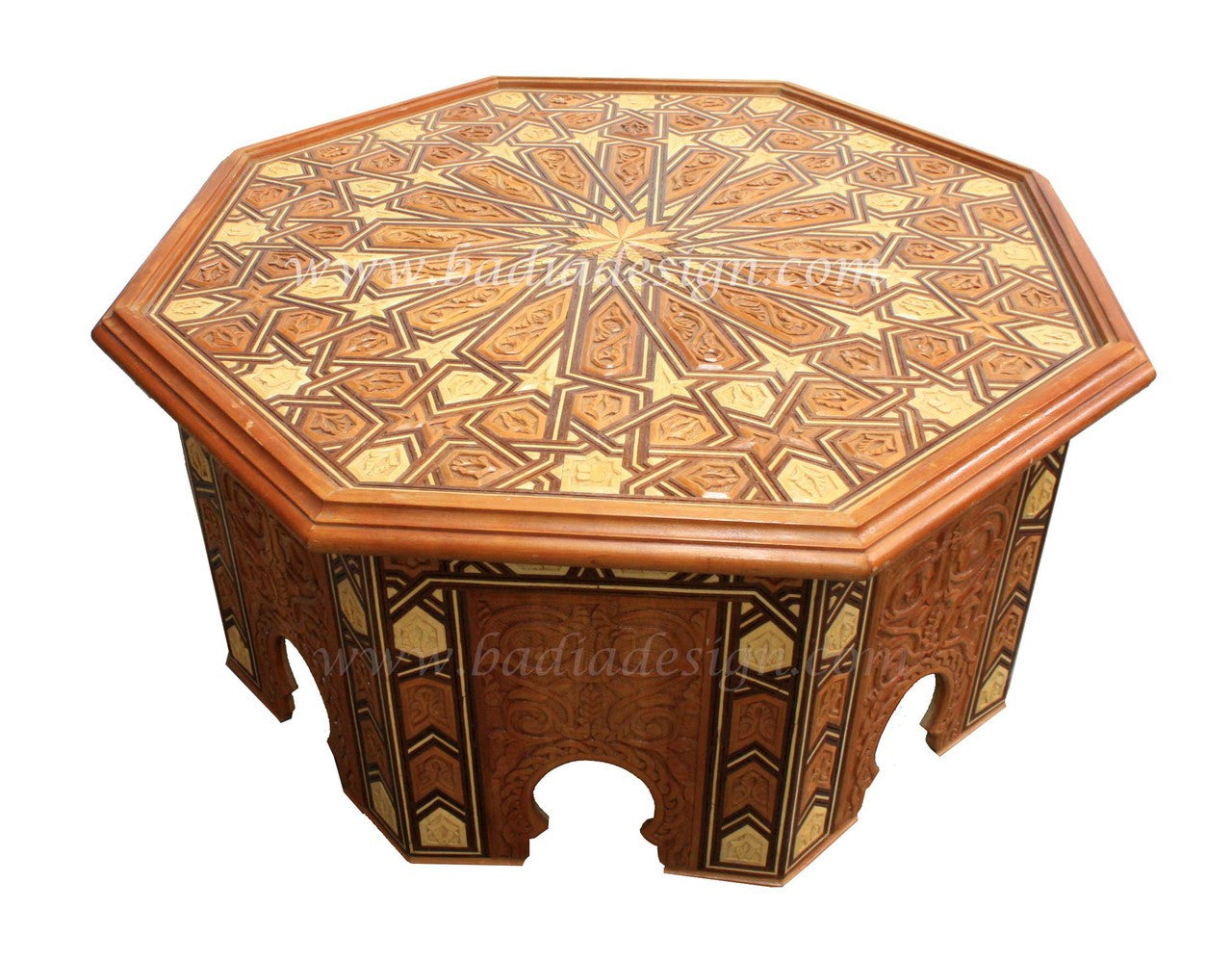 Moroccan Hand Carved Wooden Table