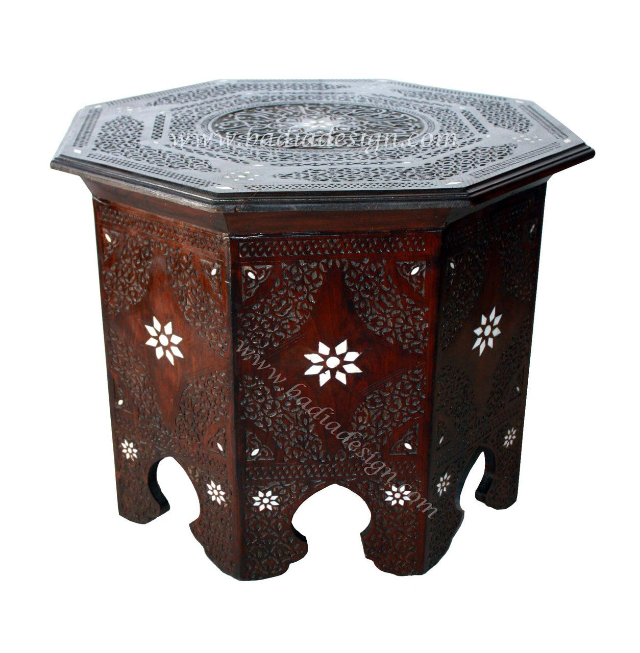 Mother of Pearl Inlay Wooden Side Table