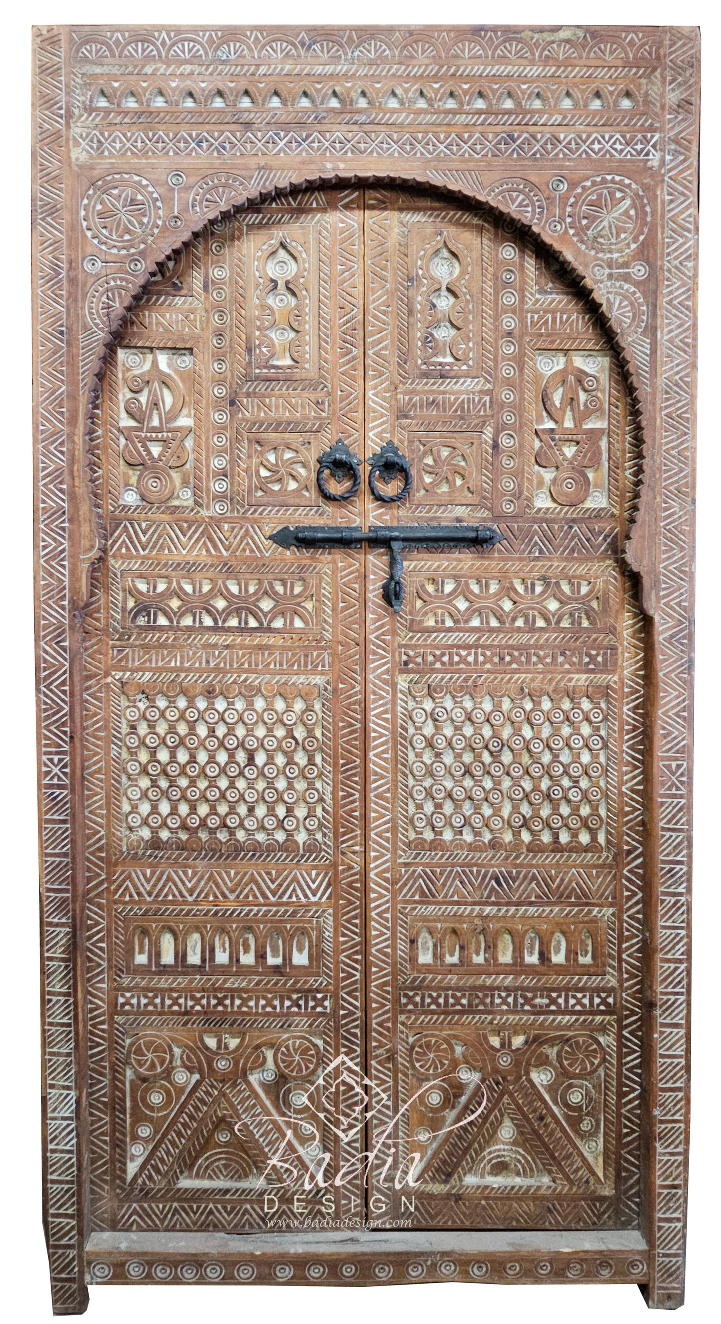 Tall Vintage Hand Carved Wooden Door