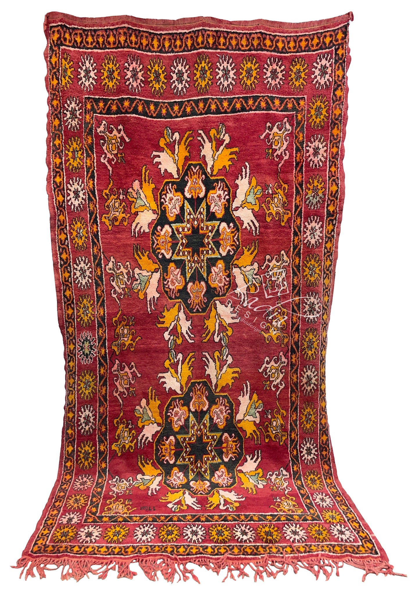 Red Authentic Handmade Moroccan Beni Ourain Rug