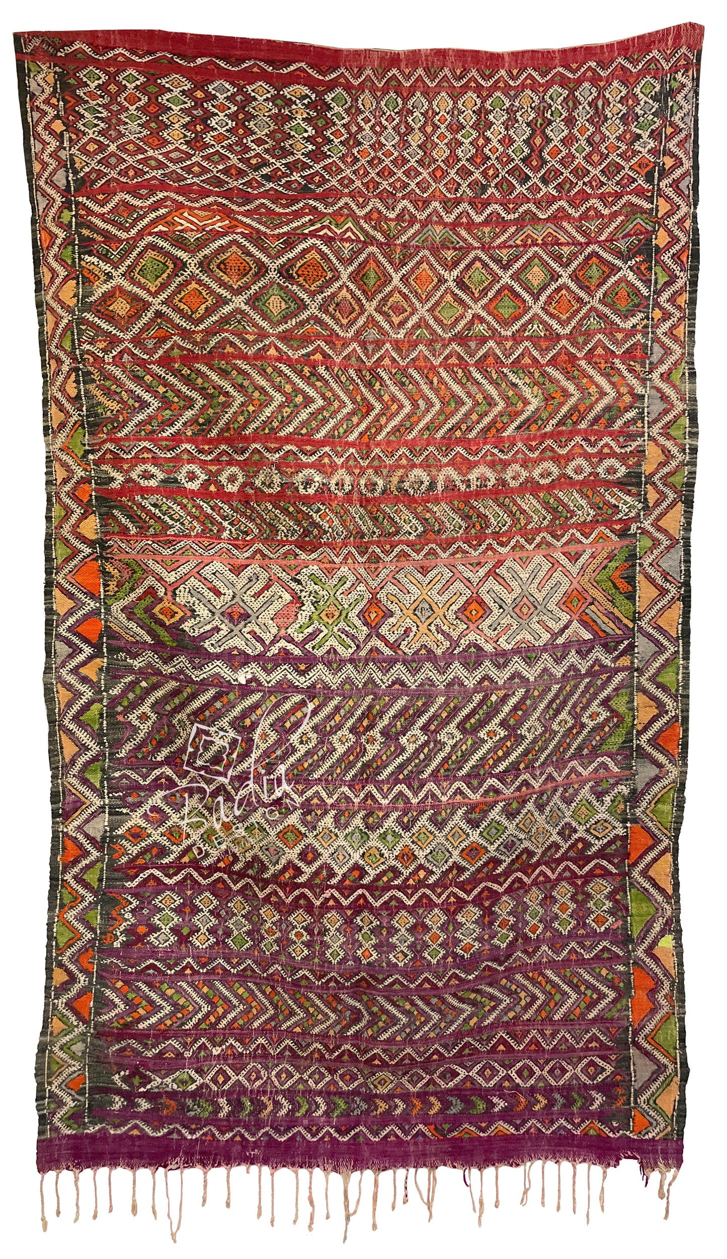 Red Multi-Color Moroccan Tribal Kilim Rug