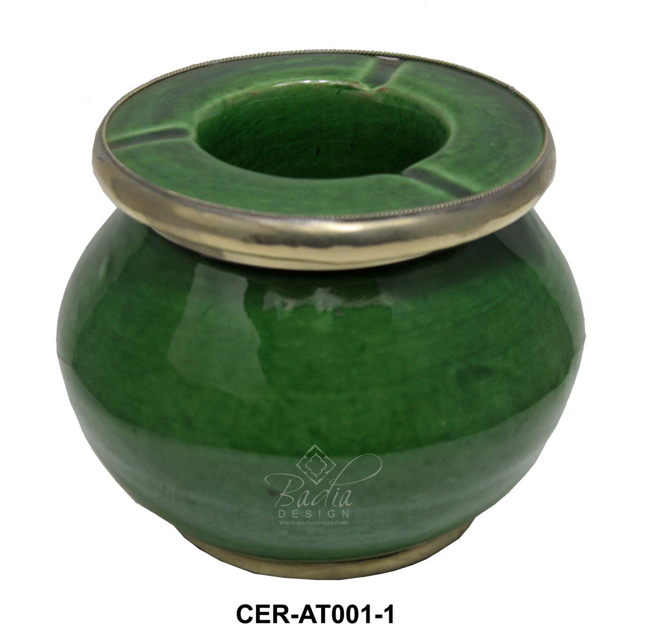 Ceramic Ashtray with Metal Rim