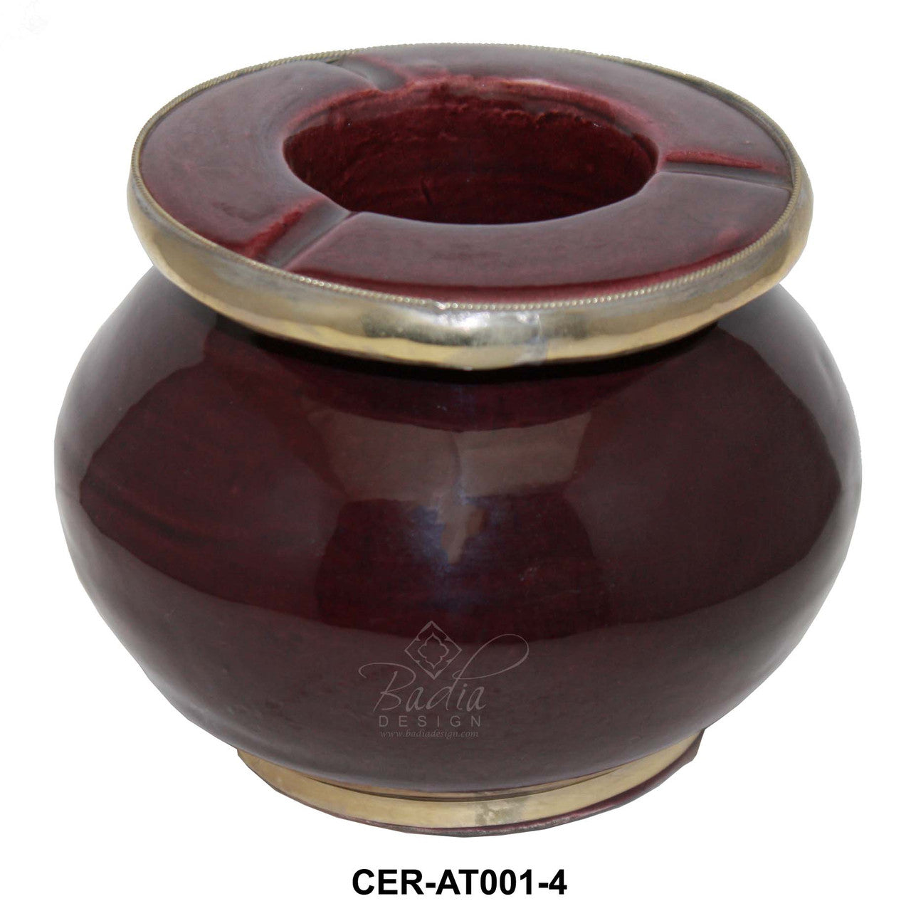Ceramic Ashtray with Metal Rim