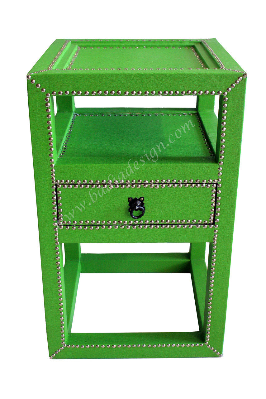 Square Top Metal and Leather Side Table - ML-ST002