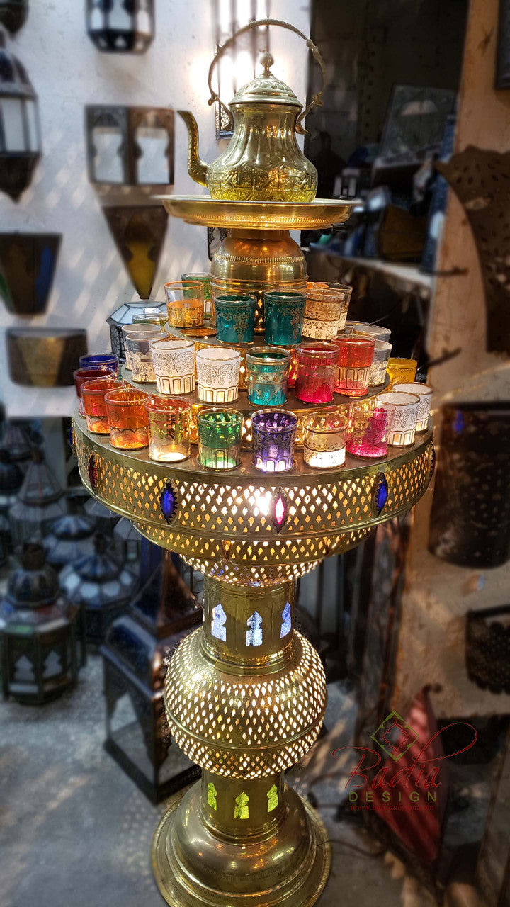 Hand Forged Moroccan Brass Tea Glass Station