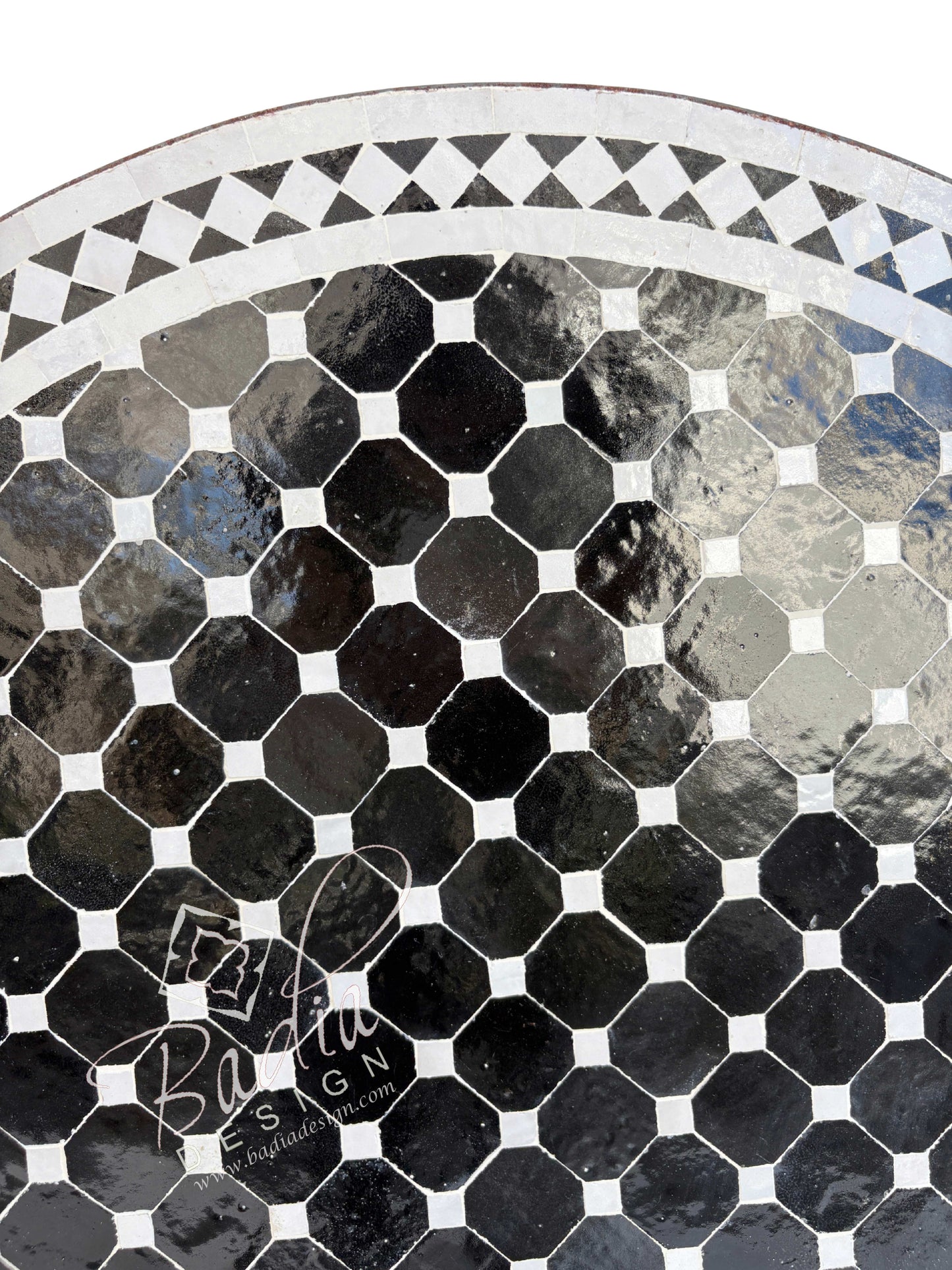 36 Inch Black and White Tile Table Top