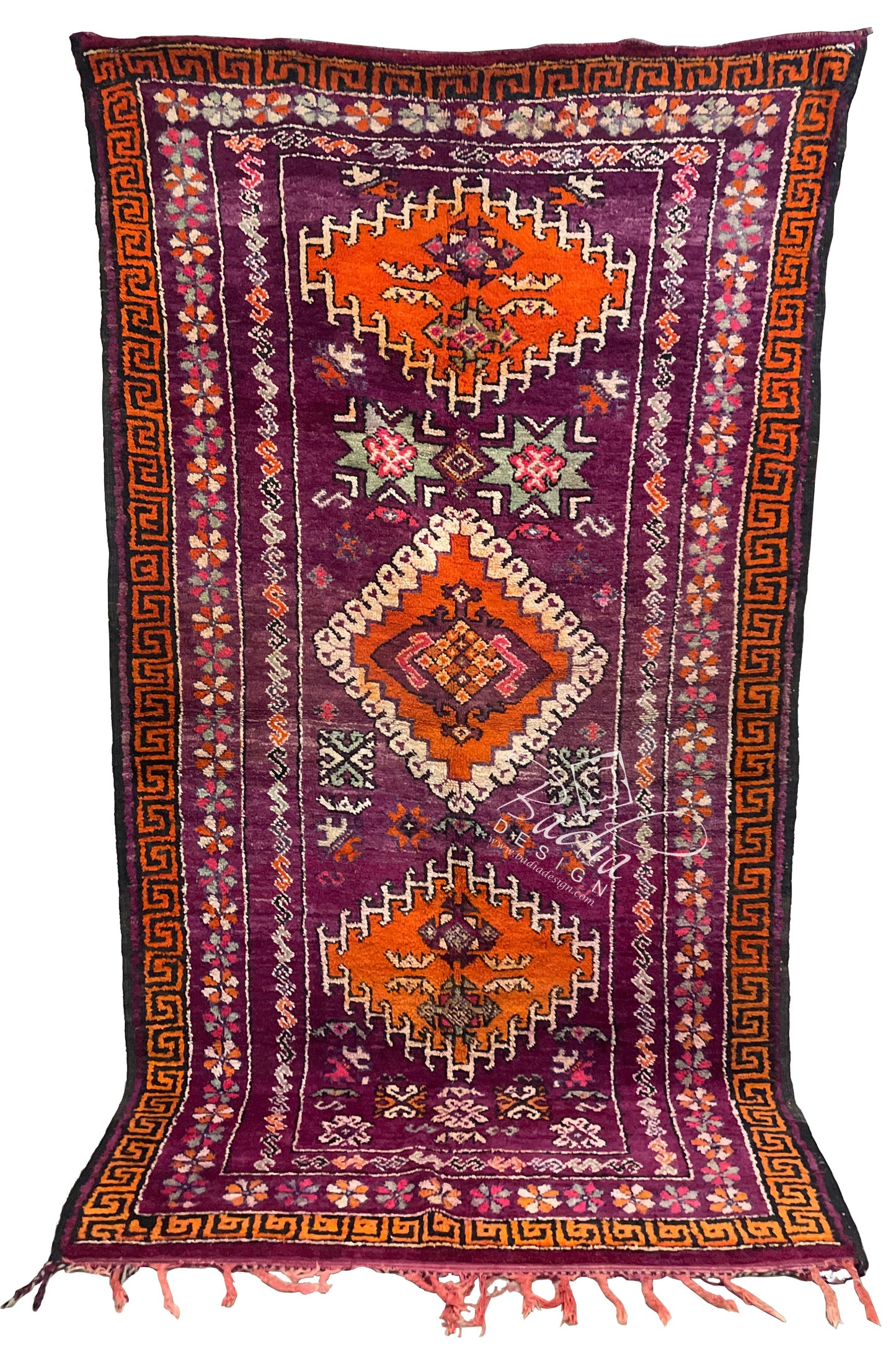 Vivid Color Moroccan Berber Rug with Tribal Designs