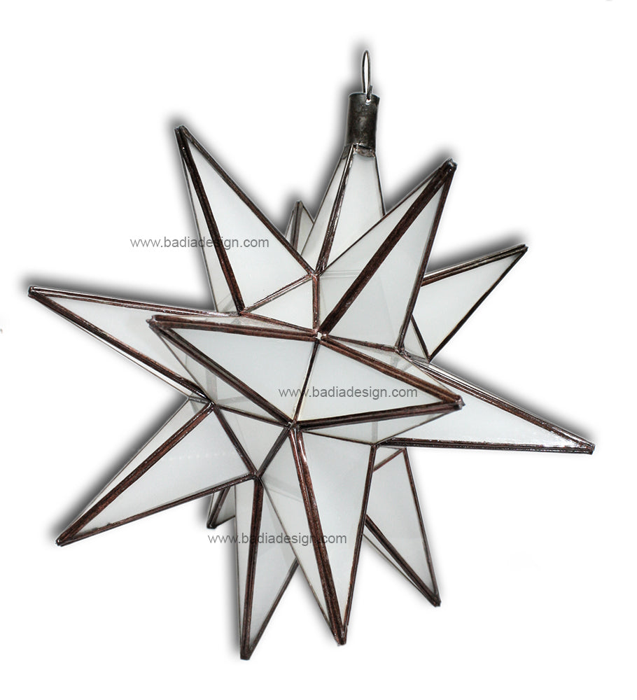 Star Lantern with Solid White Colored Glass