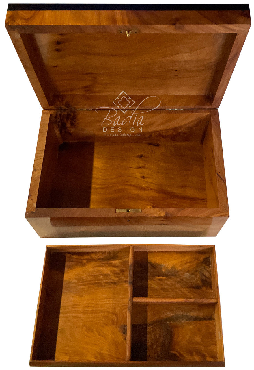 Wooden Thuya Jewelry Box with Mother of Pearl Inlay