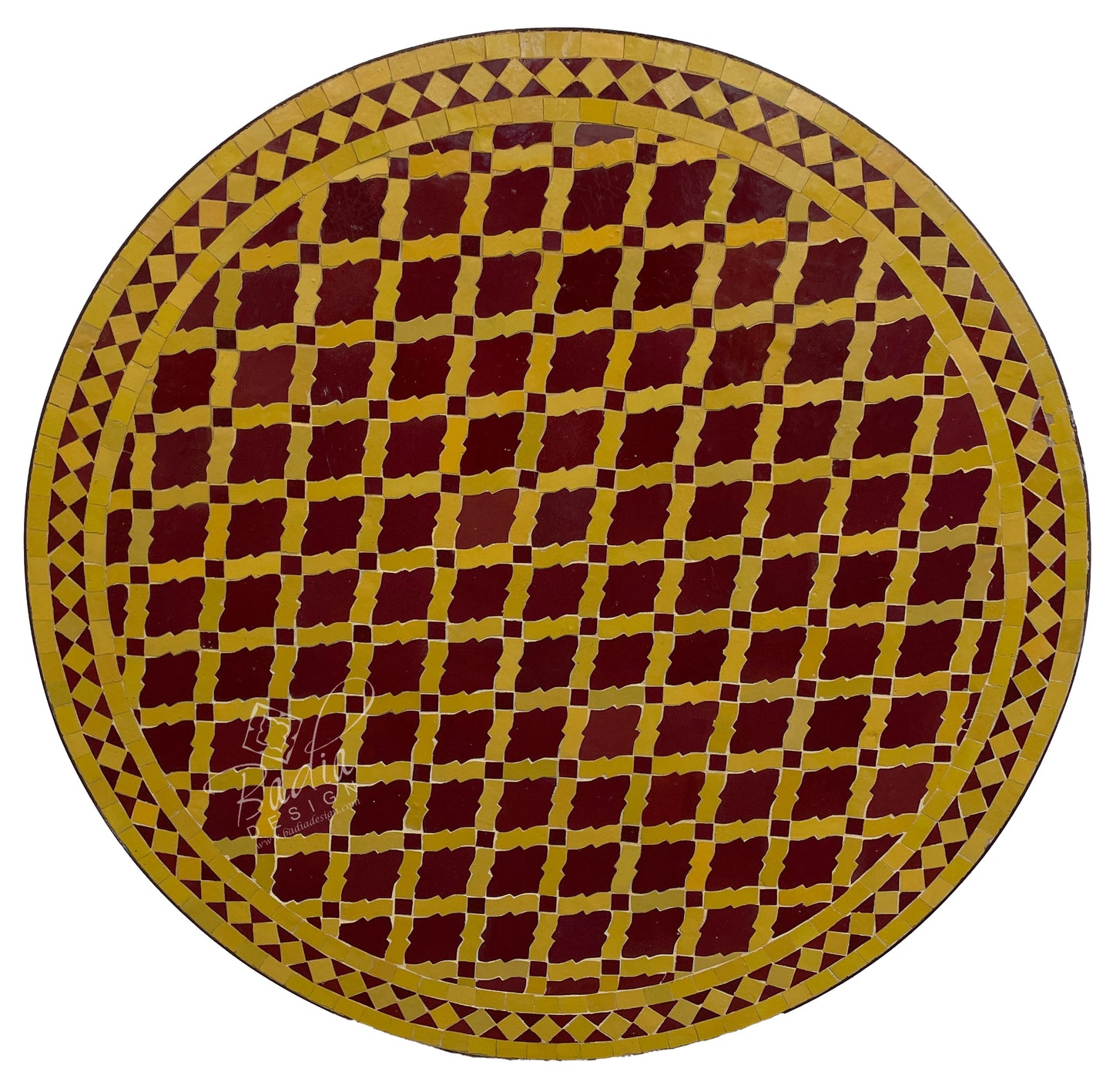 Round Yellow Moroccan Tile Table Top