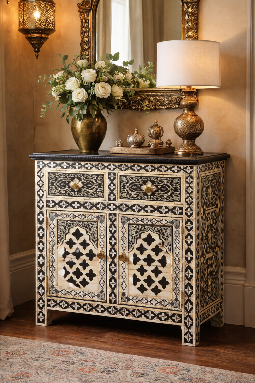 Moroccan Camel Bone Storage Cabinet