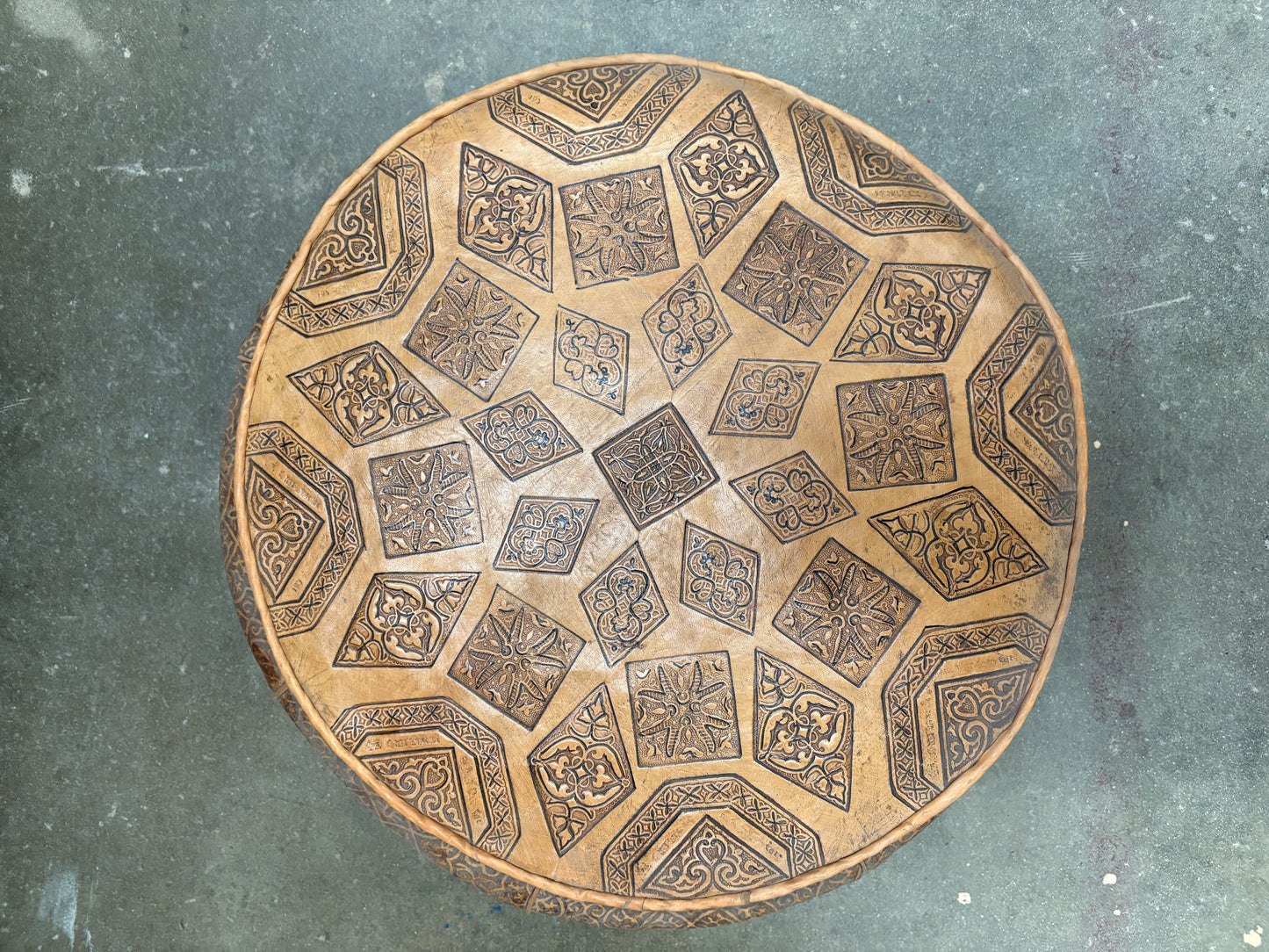 Carved Premium Leather Pouf