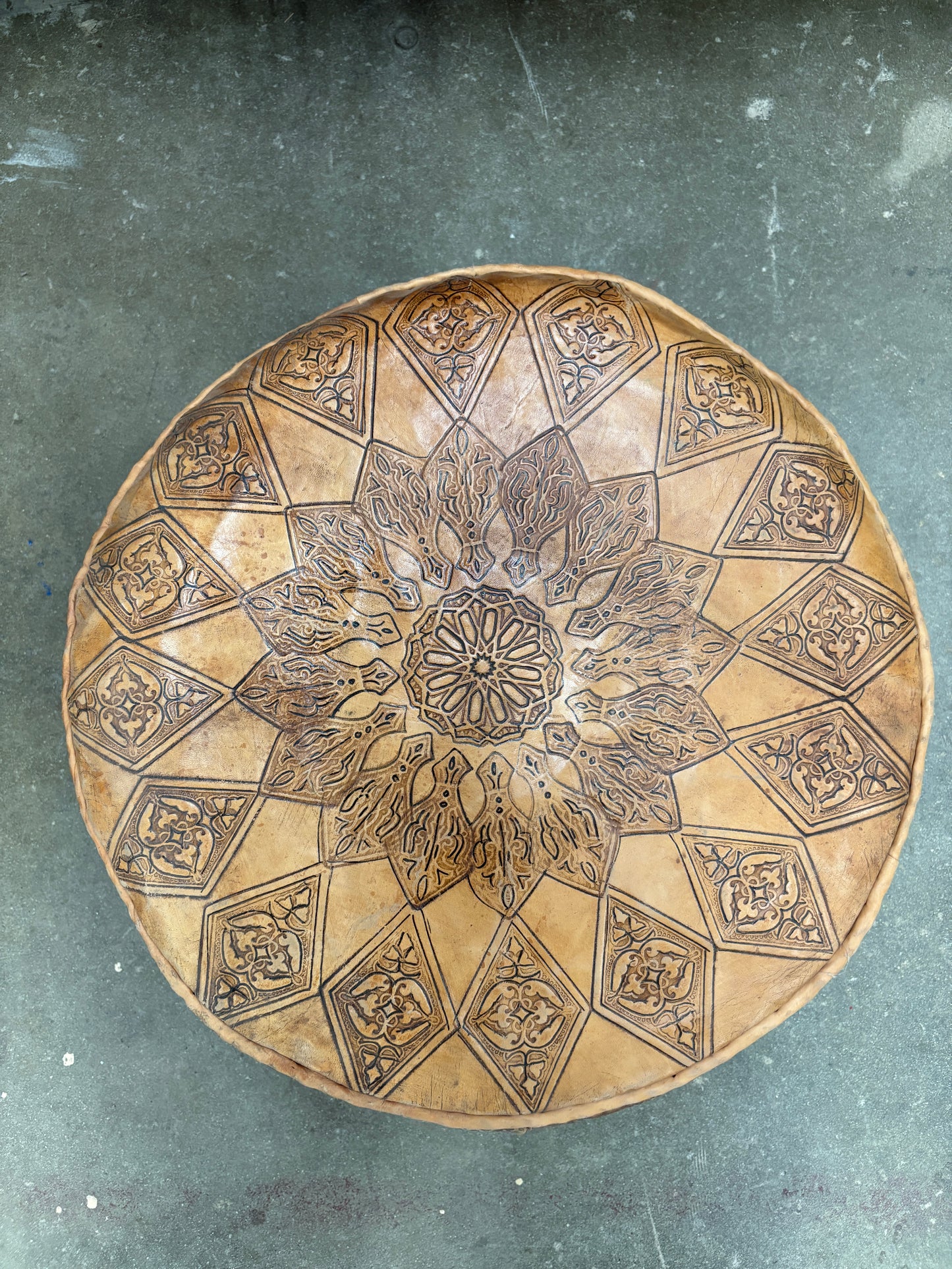 Carved Premium Leather Pouf