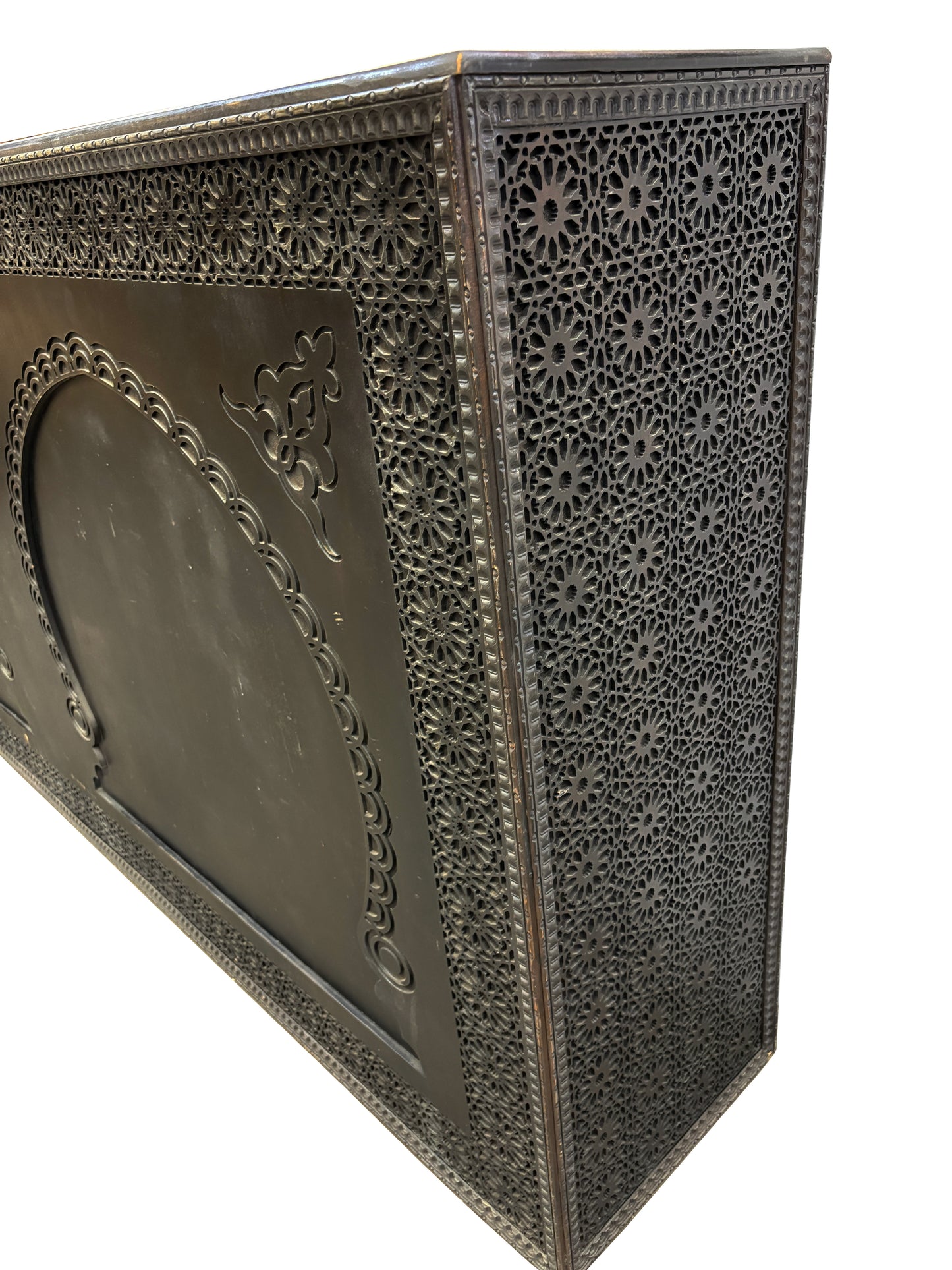 Dark Stained Carved Cedar Wood Bar