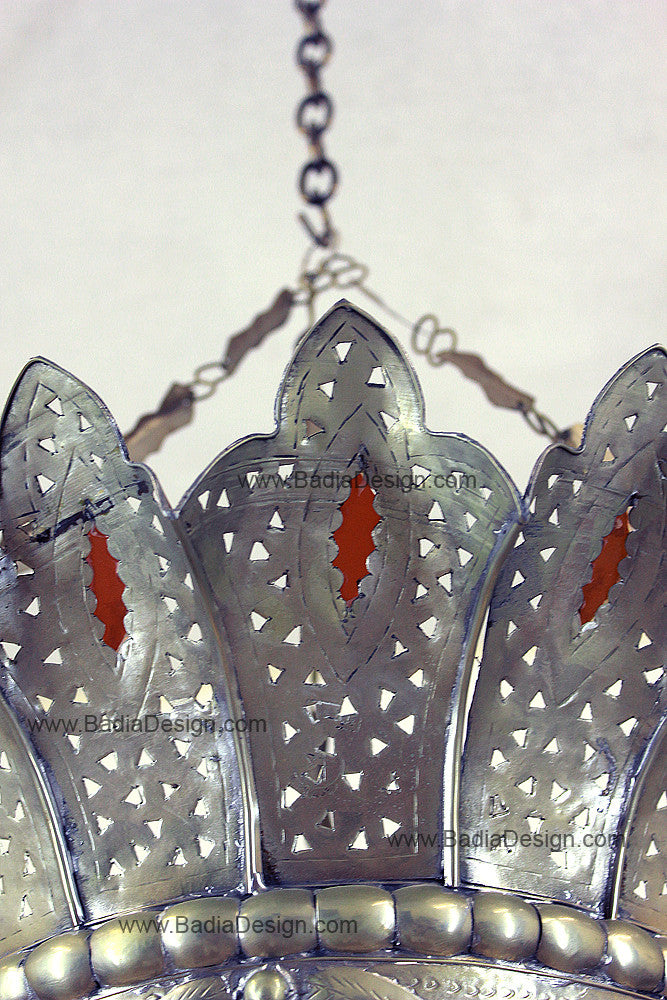 Silver Chandelier with Multi-Color Glass