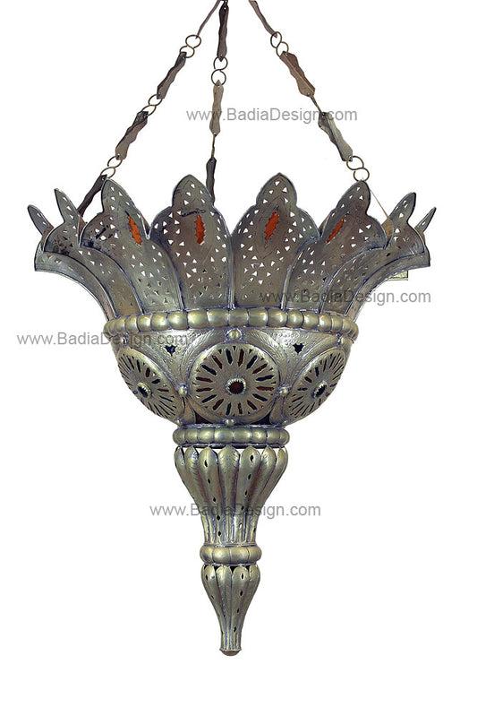 Silver Chandelier with Multi-Color Glass