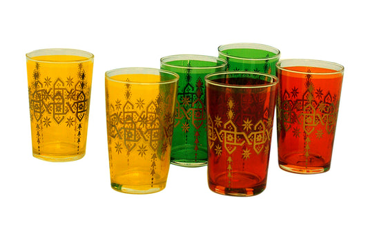 Multi-Color Tea Glasses with Gold Motif - TG007