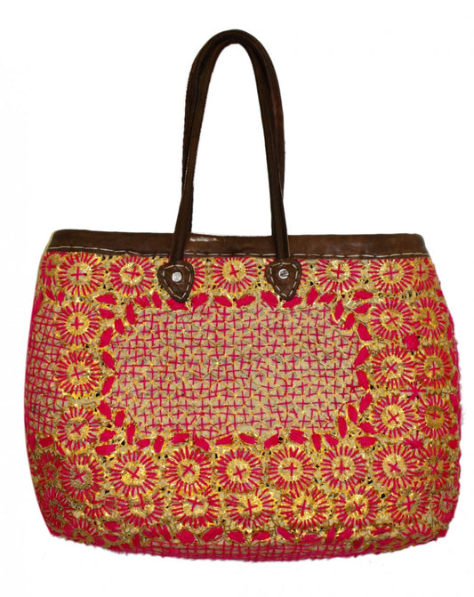 Moroccan Red Handmade Straw Bag - HB003-RED