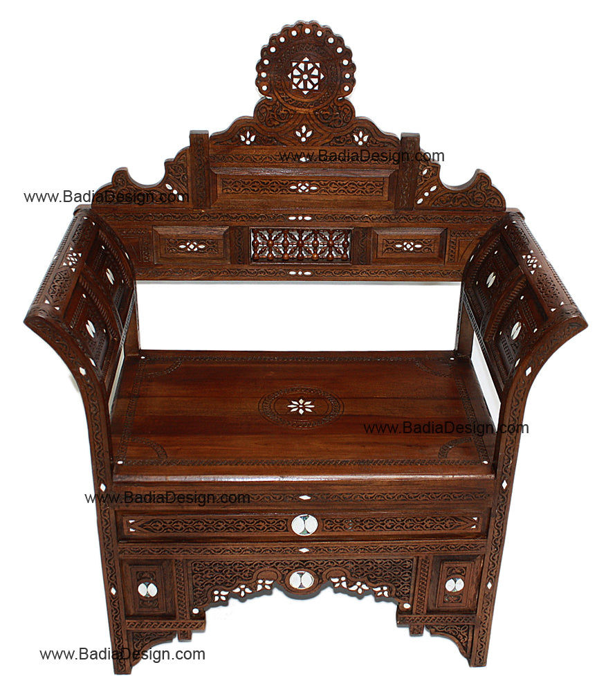 Mother of Pearl Inlay Handcrafted Armchair - MOP-CH005