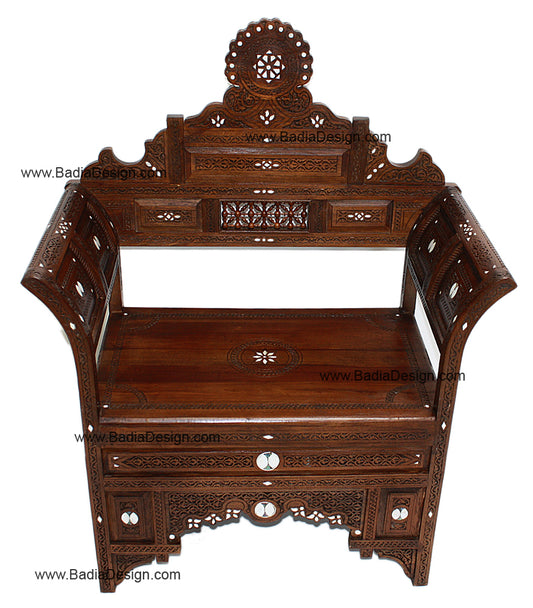 Mother of Pearl Inlay Handcrafted Armchair - MOP-CH005