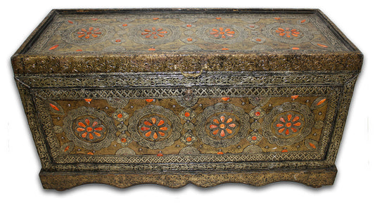 Vintage Metal and Orange Bone Trunk
