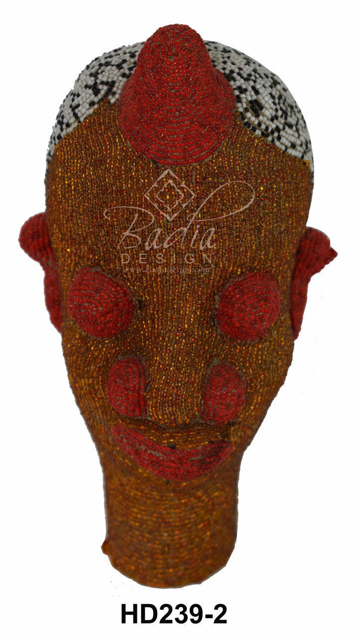 Handmade African Beaded Head Sculptures