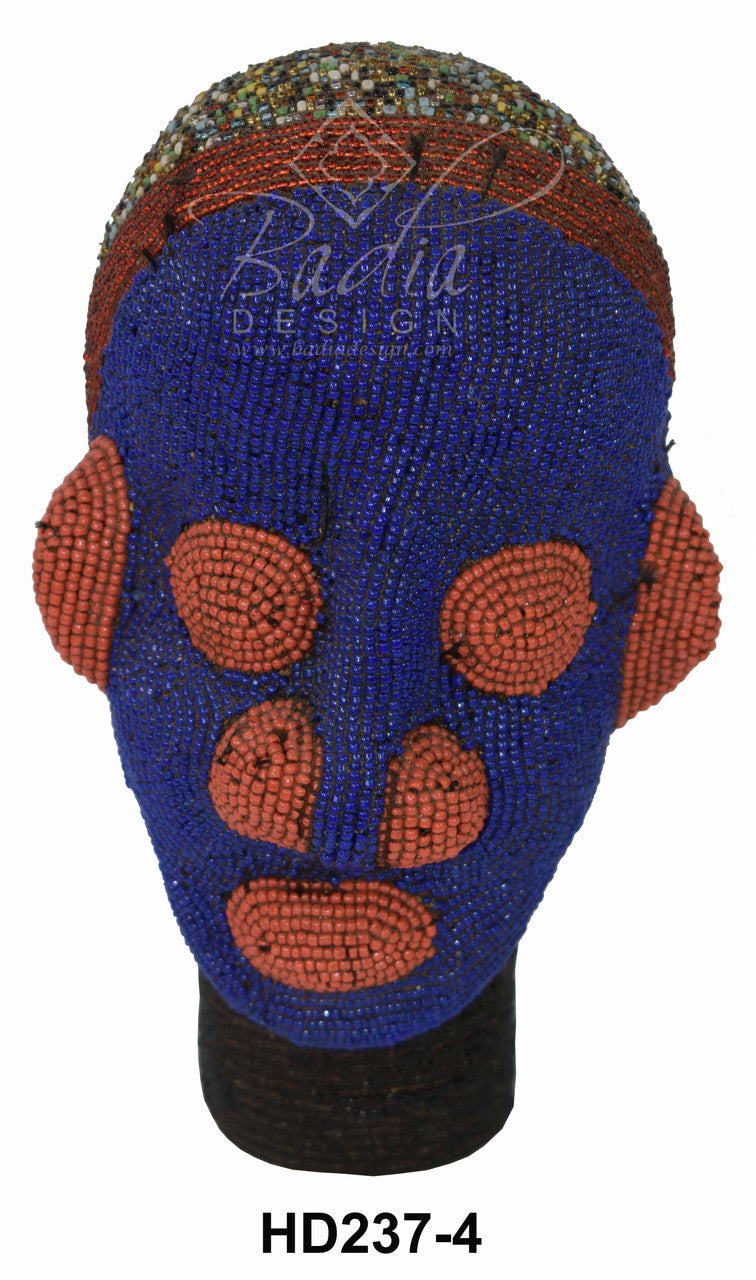 Handmade African Beaded Head Sculptures