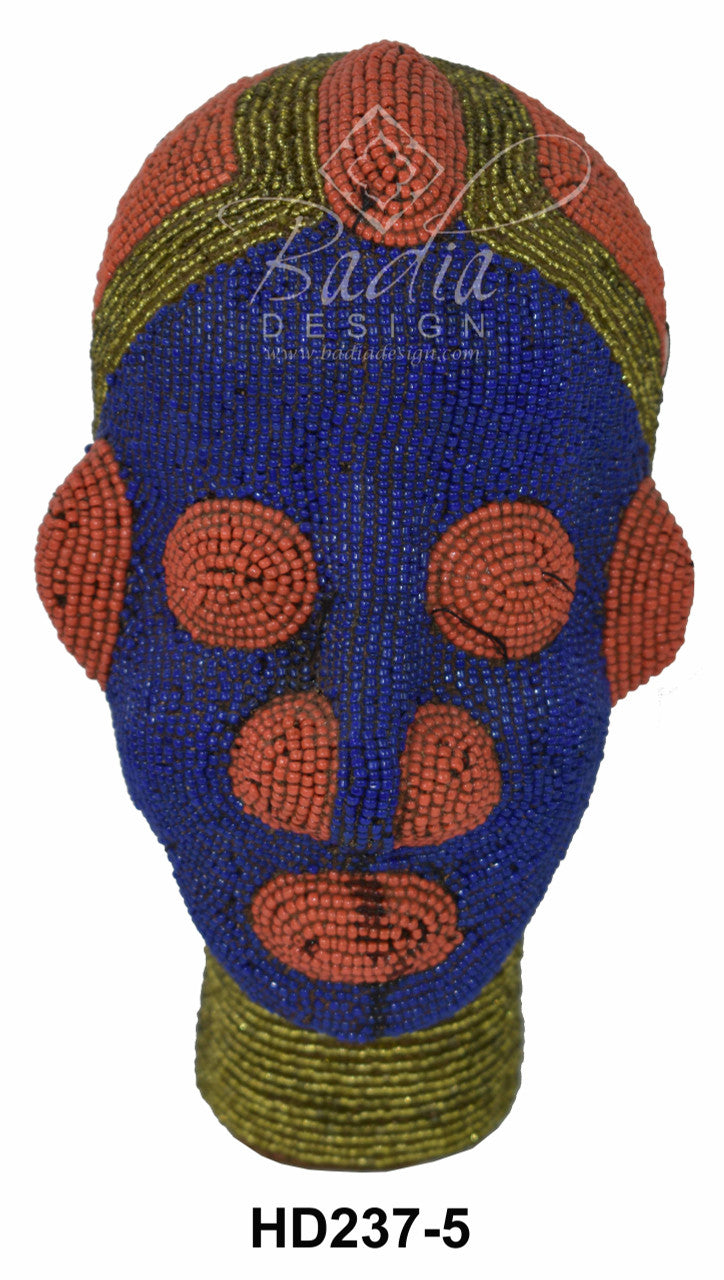 Handmade African Beaded Head Sculptures