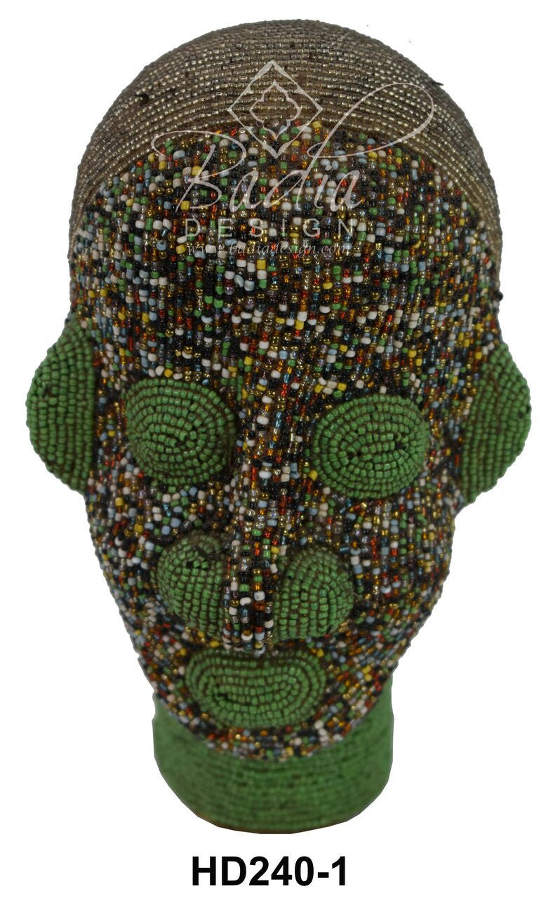 Handmade African Beaded Head Sculptures