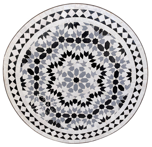 Intricately Designed Round Tile Table Top