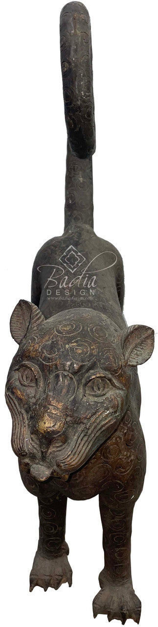 Antique Solid Brass African Sabertooth Tiger